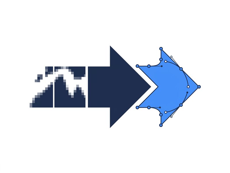 Raster PNG file being converted into a clean SVG vector with bezier paths